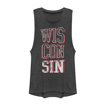 Juniors' Fifth Sun Wisconsin Distressed Muscle Tank Top