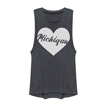 Juniors' Michigan Heart Muscle Tank Top