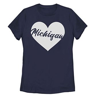 Juniors' Michigan Heart Graphic Tee