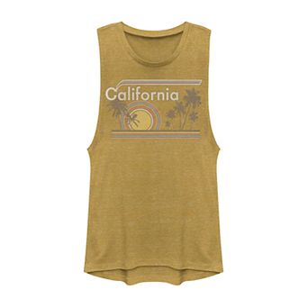 Juniors' California Retro Rainbow Palm Tree Muscle Tank Top