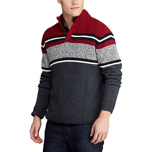 Men's Chaps Striped Button Mock Sweater