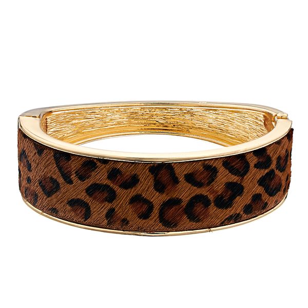 Nine West Cheetah Print Hinged Bangle Bracelet