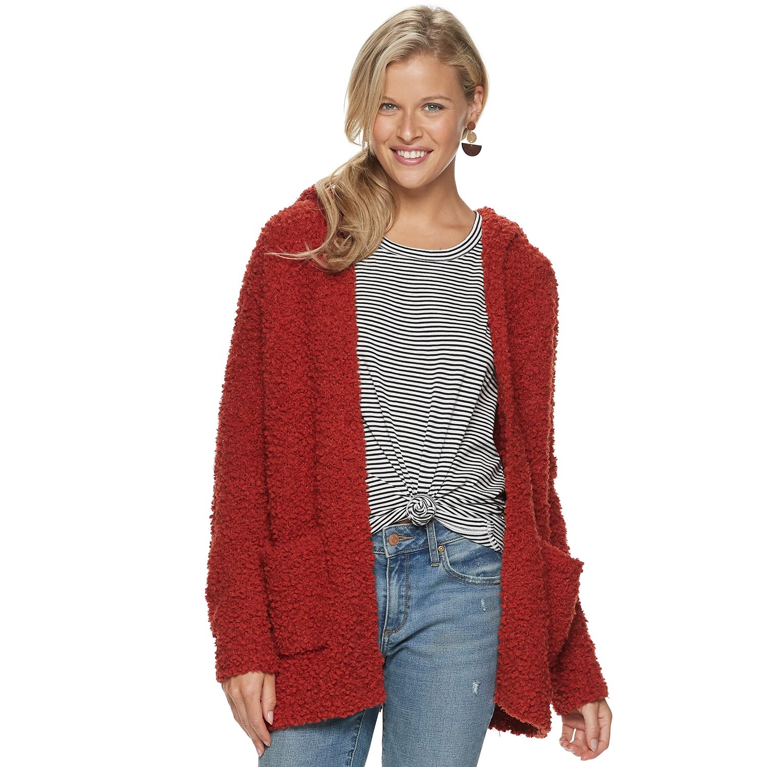 long sleeve hooded cardigan