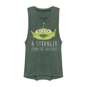 Juniors' Disney Pixar Toy Story Alien Stranger From The Outside Muscle Tank Top
