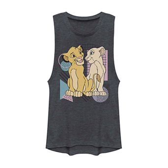 Juniors Lion King Simba And Nala Retro Geometric Muscle Tank Top