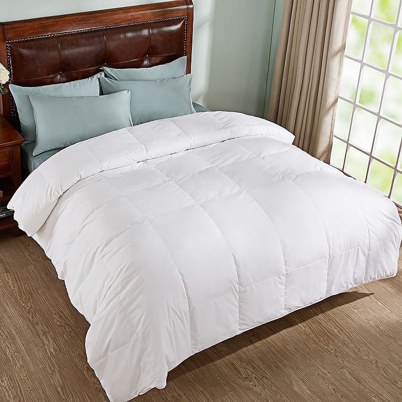 Dream On All Season White Down Comforter with Cotton Shell, Full/Queen