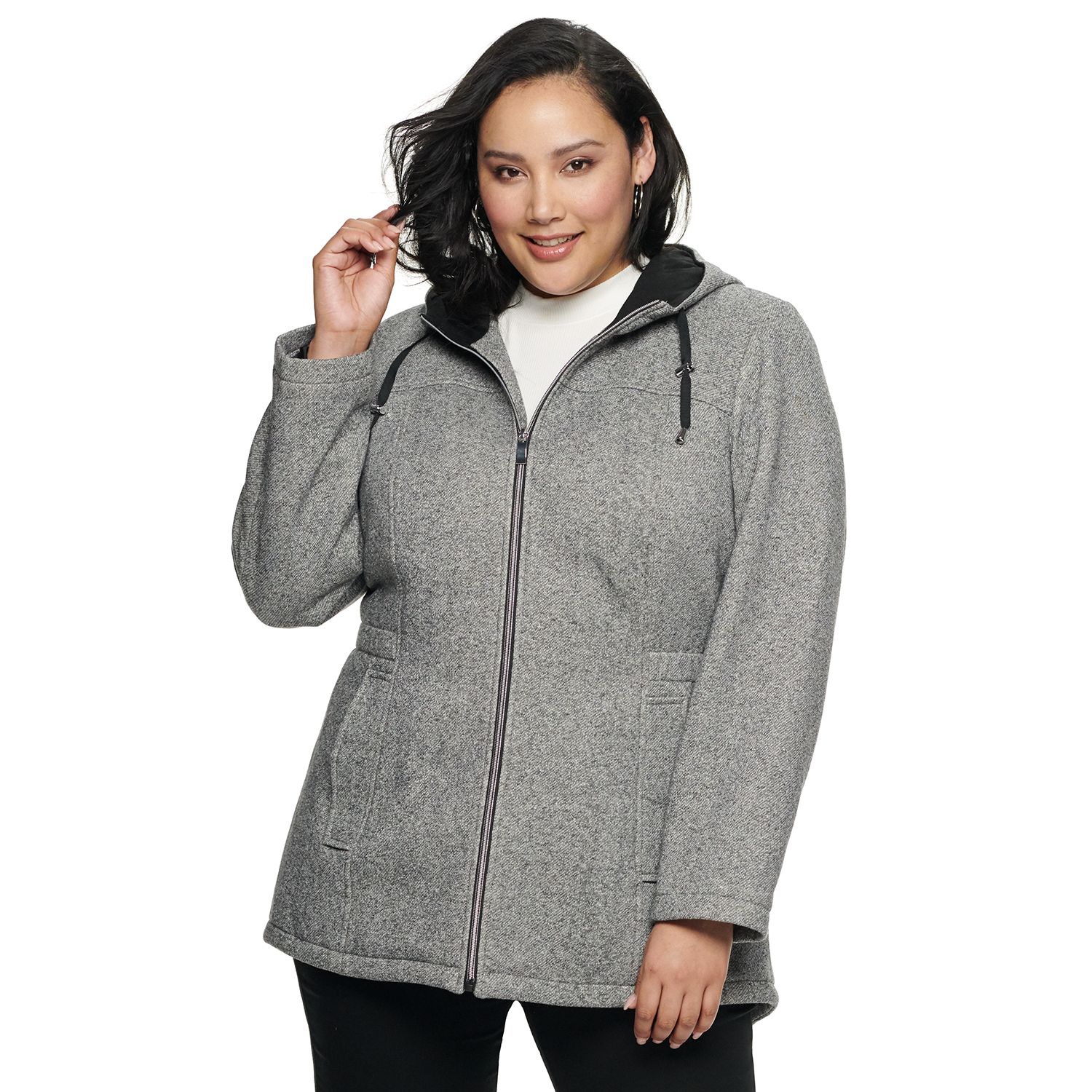 plus size fleece jacket with hood