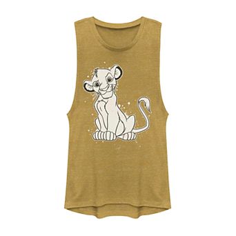 Juniors' Lion King Young Simba Paint Splatter Muscle Tank Top