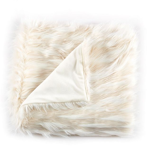 De Moocci Faux Fur Feathers Throw Blanket