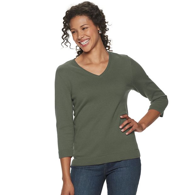 Kohls womens v neck on sale sweaters