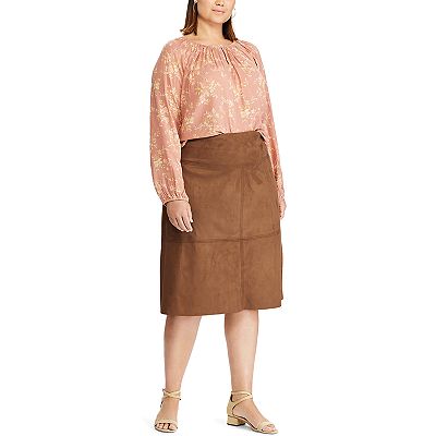 Plus Size Chaps Faux Suede Skirt
