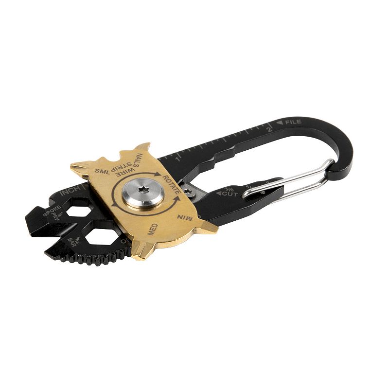 True Utility Fixr 20 In 1 Carabiner Multi Pocket Tool Keyring With Leather Pouch