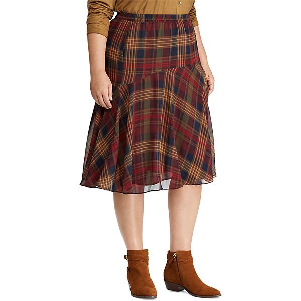 Plus Size Chaps Patterned Skirt