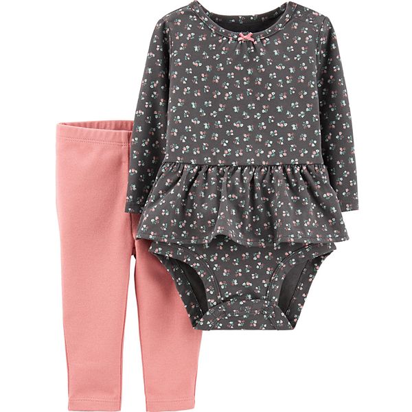 Carter's 2pc Baby Girl Valentine Longsleeve Bodysuit and Pants Set main image 1
