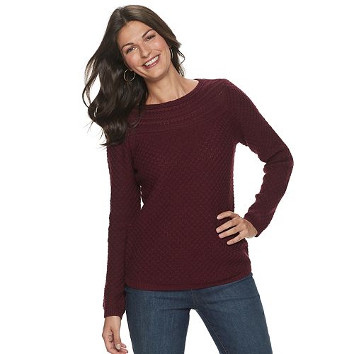 Women's Croft & Barrow® Cable Boatneck Sweater