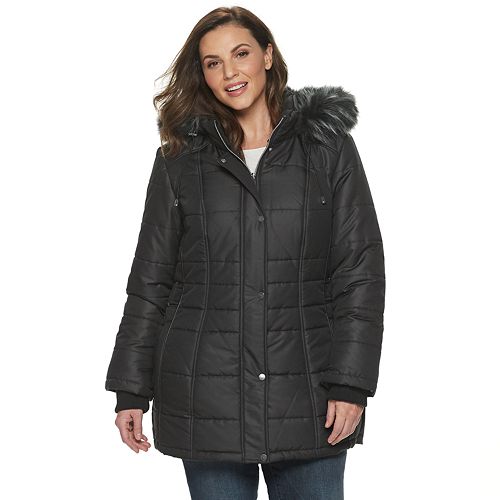 Plus Size d.e.t.a.i.l.s Hooded Adjustable Side Tab Puffer Coat