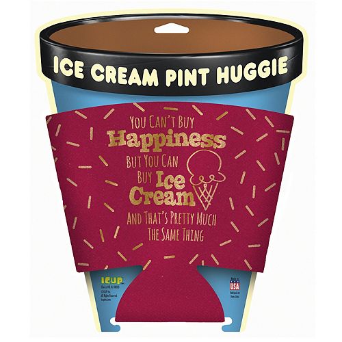"Happiness" Ice Cream Pint Cooler Beverage Koozie by ICUP