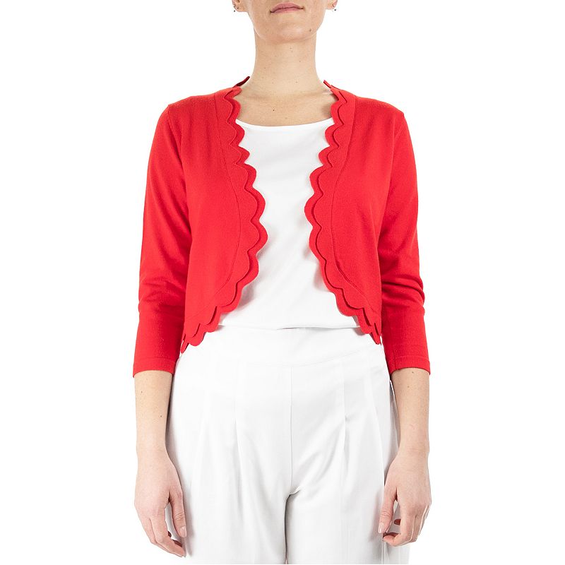 Women's Nina Leonard Scallop Trim Bolero,