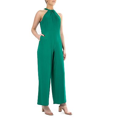 Women's Nina Leonard Wide-Leg Halter Jumpsuit