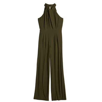 Women's Nina Leonard Wide-Leg Halter Jumpsuit