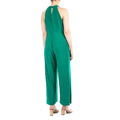 Women's Nina Leonard Wide-Leg Halter Jumpsuit