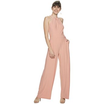 Women's Nina Leonard Wide-Leg Halter Jumpsuit