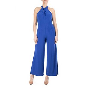Women's Nina Leonard Wide-Leg Halter Jumpsuit