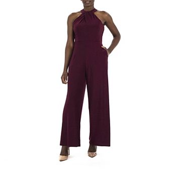 Women's Nina Leonard Wide-Leg Halter Jumpsuit