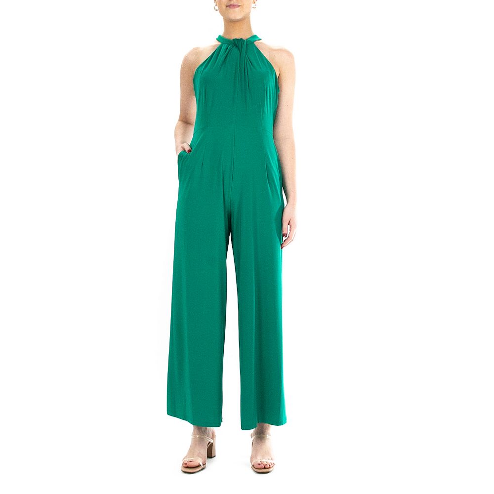 Nina Leonard Women s Twist Neck Jumpsuit with Pockets Emerald XL