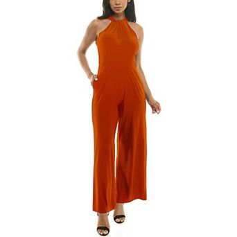 Women's Nina Leonard Wide-Leg Halter Jumpsuit