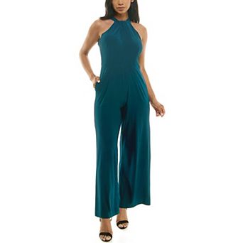 Women's Nina Leonard Wide-Leg Halter Jumpsuit