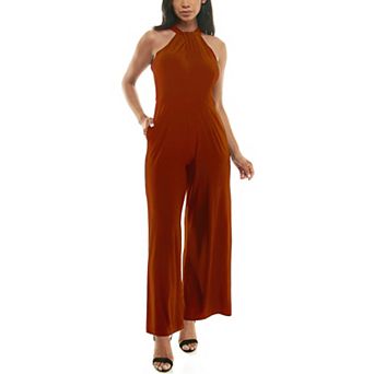 Women's Nina Leonard Wide-Leg Halter Jumpsuit