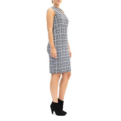 Women's Nina Leonard U-Neck Midi Sheath Dress