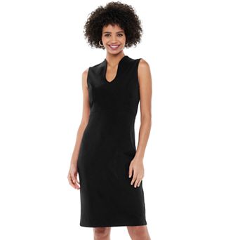 Women's Nina Leonard U-Neck Midi Sheath Dress