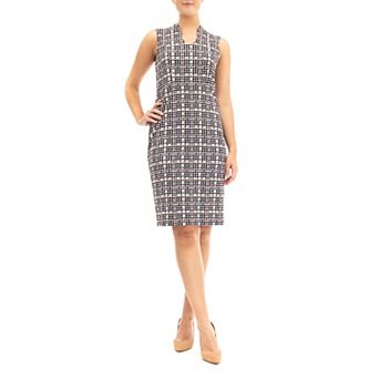Women's Nina Leonard U-Neck Midi Sheath Dress