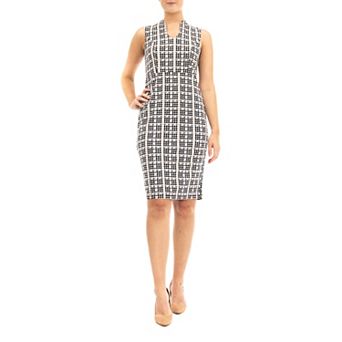 Women's Nina Leonard U-Neck Midi Sheath Dress