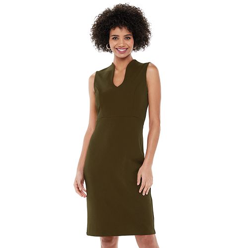 Women's Nina Leonard U-Neck Midi Sheath Dress