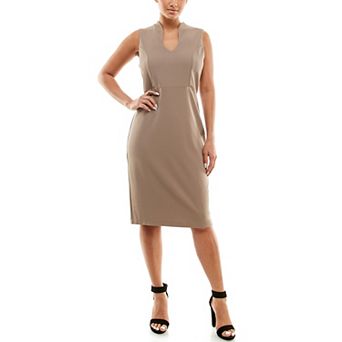 Women's Nina Leonard U-Neck Midi Sheath Dress