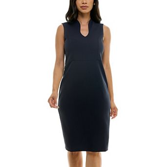 Women's Nina Leonard U-Neck Midi Sheath Dress