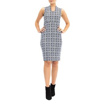 Women's Nina Leonard U-Neck Midi Sheath Dress