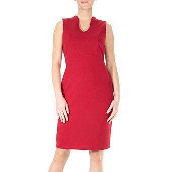Women's Nina Leonard U-Neck Midi Sheath Dress