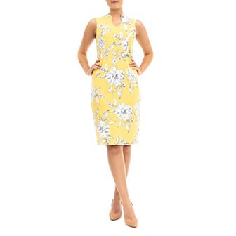 Women's Nina Leonard U-Neck Midi Sheath Dress