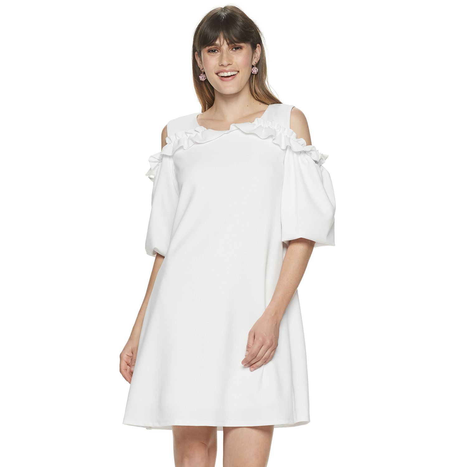 nina leonard cold shoulder dress