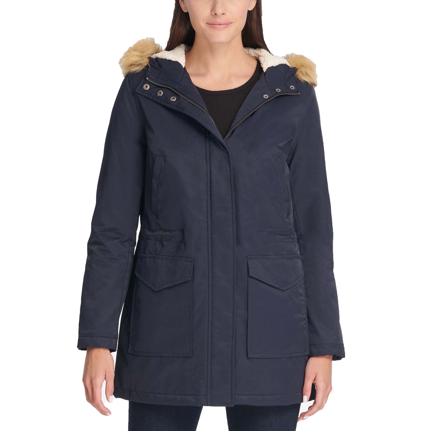 levi's women's faux fur lined hooded parka jacket