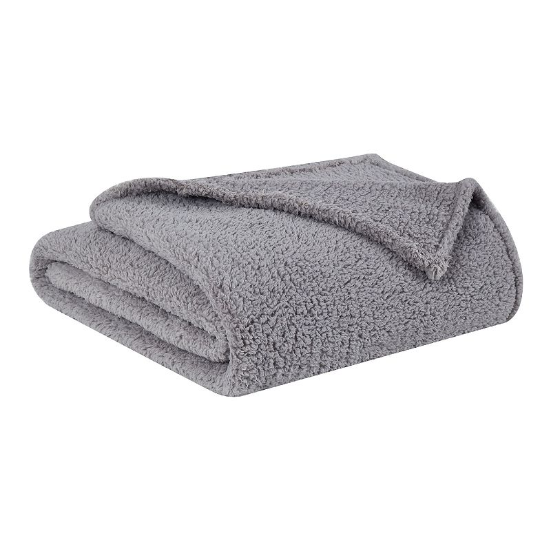 Brooklyn Loom Marshmallow Sherpa Blanket, Grey, Full/Queen