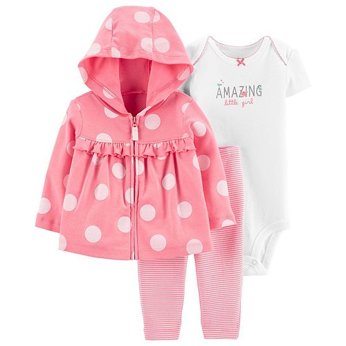 Baby Girl Carter's 3Piece Polka Dot Jacket Set