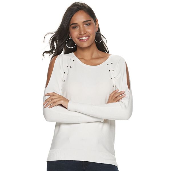 Women's Jennifer Lopez Studded Cold Shoulder Pullover