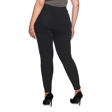 Plus Size Utopia by HUE Ponte and Leather Leggings