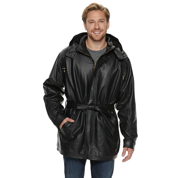 Mens leather parka best sale