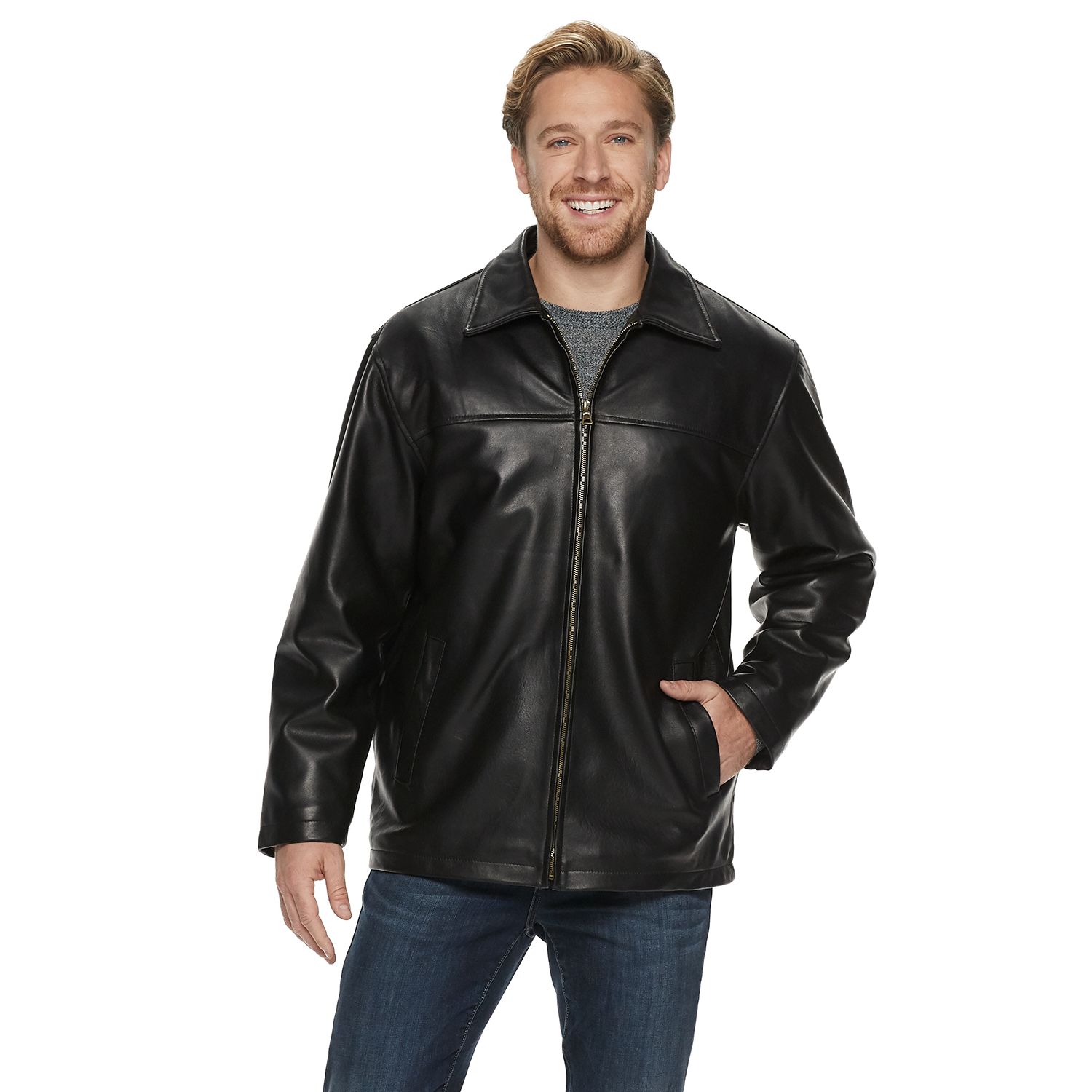 kohls black leather jacket